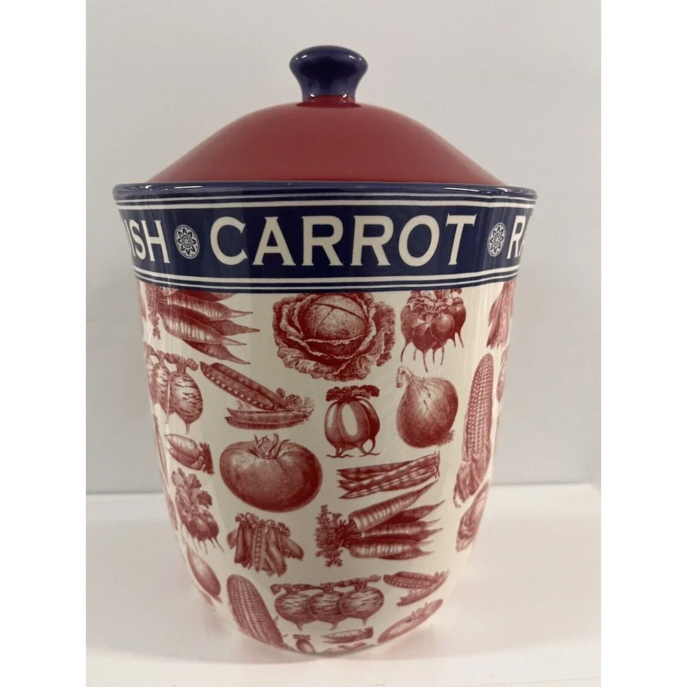 Set of 3 Cracker Barrel Farm to Table Tina Higgins Cannisters Jars w/Lids